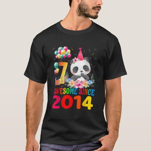 7 7de Panda Uitstekend Sinds 2014 T-shirt (Voorkant)