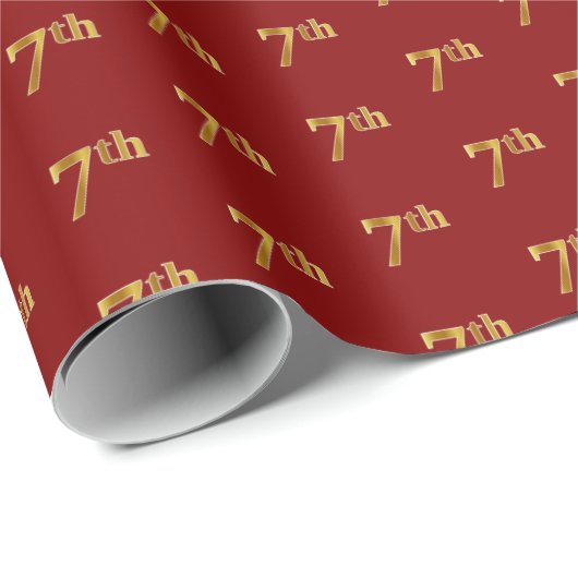 7 (7e) Event Wrapping Paper (rood, Faux Gold) Cadeaupapier (Rol Hoek)