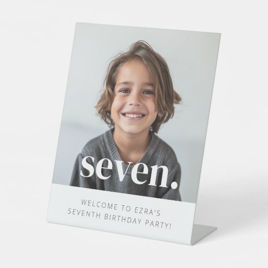 7 - 7e verjaardag Foto Welkom Teken Reclamebord Met Voetstuk (Voorkant)