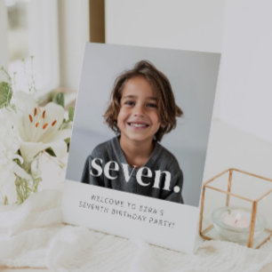 7 - 7e verjaardag Foto Welkom Teken Reclamebord Met Voetstuk