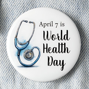 7 april Wereldgezondheidsdag Stethoscoop Ronde Button 5,7 Cm