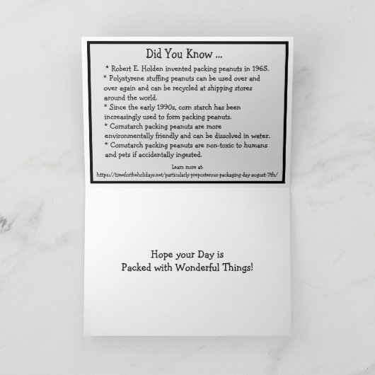 7 augustus is Bijzonder Belachelijke Verpakkingen  Kaart (Binnen)