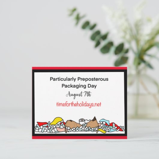 7 augustus is bijzonder preposterend verpakkingsma briefkaart (Staand voorkant)