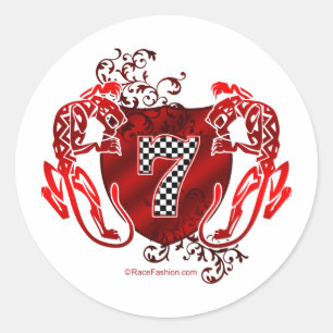 7 auto racing nummer tijgers ronde sticker