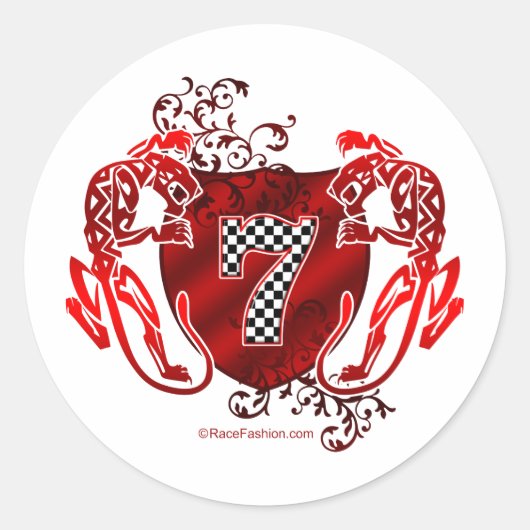 7 auto racing nummer tijgers ronde sticker (Voorkant)