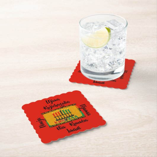 7 Beginselen van Kwanzaa Candles Kartonnen Onderzetters (Insitu)