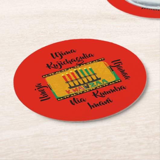 7 Beginselen van Kwanzaa Candles Ronde Kartonnen Onderzetter (Gebogen)