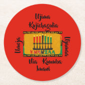 7 Beginselen van Kwanzaa Candles Ronde Kartonnen Onderzetter (Voorkant)