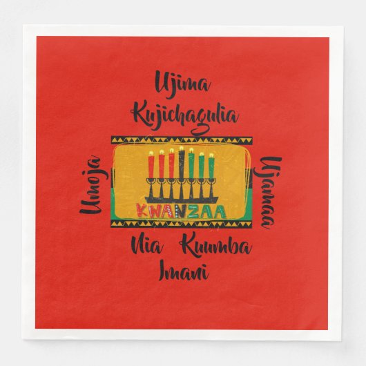 7 Beginselen van Kwanzaa Candles Servet (Voorkant)