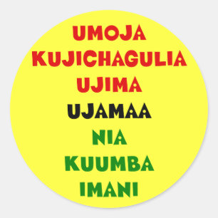 7 Beginselen van Kwanzaa Ronde Sticker