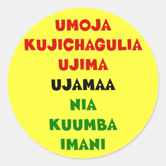 7 Beginselen van Kwanzaa Ronde Sticker (Voorkant)