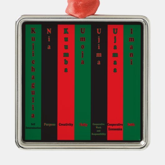 7 Beginselen van Kwanzaa (verticaal) Metalen Ornament (Voorkant)
