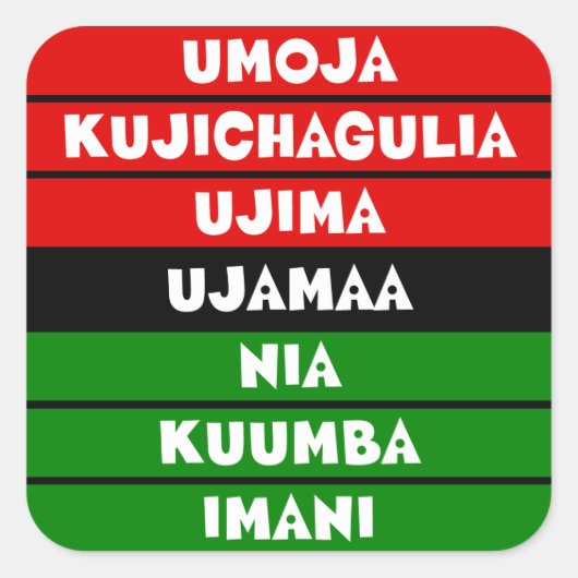 7 Beginselen van Kwanzaa Vierkante Sticker (Voorkant)
