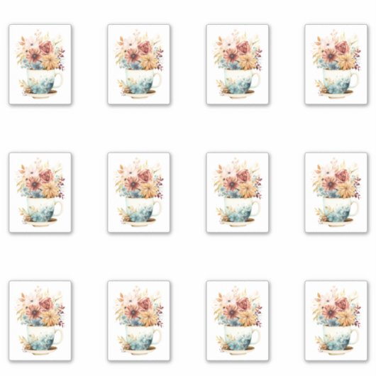 7 Beker van Bloemen Sticker (Voorkant)