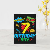 7 Birthday Boy Comic Cool 7th Bday Superhero Party Kaart (Gele Bloem)