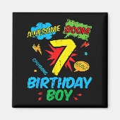 7 Birthday Boy Comic Cool 7th Bday Superhero Party Magneet (Voorkant)