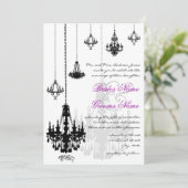 7 Black Chandeliers Wedding Invitations Kaart (Staand voorkant)