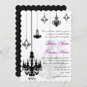 7 Black Chandeliers Wedding Invitations Kaart