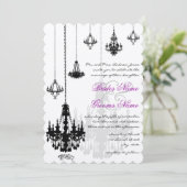 7 Black Chandeliers Wedding Invitations Kaart (Staand voorkant)