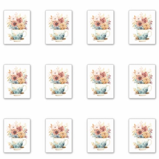 7 Bloemen in een Beker Sticker (Voorkant)