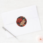 #7 Bloemen patroon Ronde Sticker (Envelop)