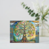 7 Chakra Bloeiende Boom Des Levens Briefkaart (Staand voorkant)