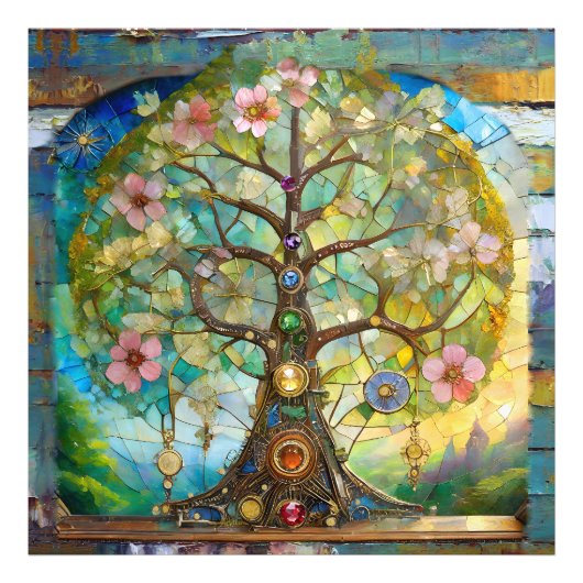 7 Chakra Bloeiende Boom Des Levens Foto Afdruk (Voorkant)