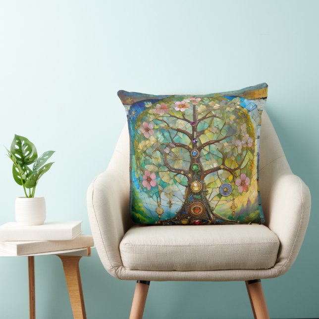 7 Chakra Bloeiende Boom Des Levens Kussen (Stoel)