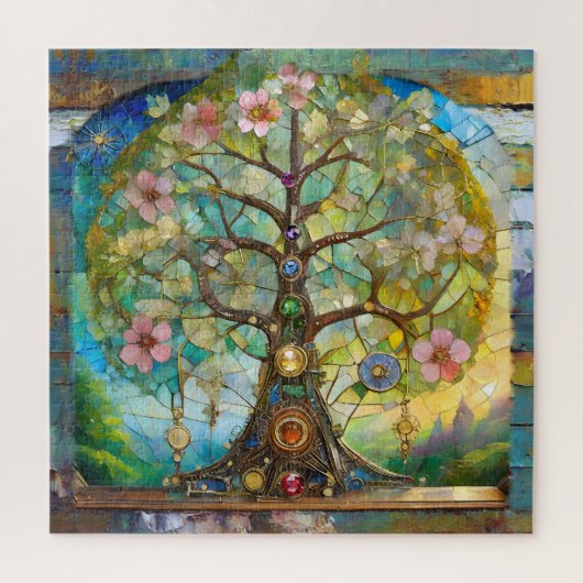 7 Chakra Bloeiende Boom Des Levens Legpuzzel (Verticaal)