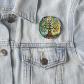 7 Chakra Bloeiende Boom Des Levens Ronde Button 5,7 Cm (In situ)