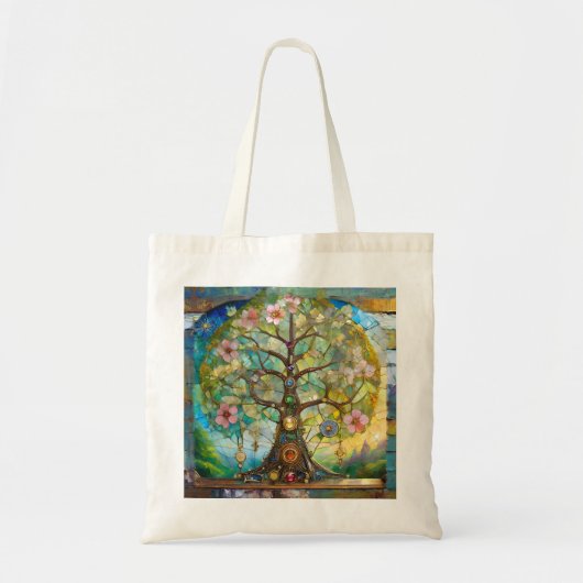 7 Chakra Bloeiende Boom Des Levens Tote Bag (Voorkant)