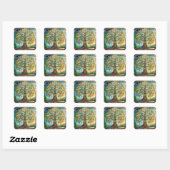 7 Chakra Bloeiende Boom Des Levens Vierkante Sticker (Vel)