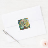 7 Chakra Bloeiende Boom Des Levens Vierkante Sticker (Envelop)