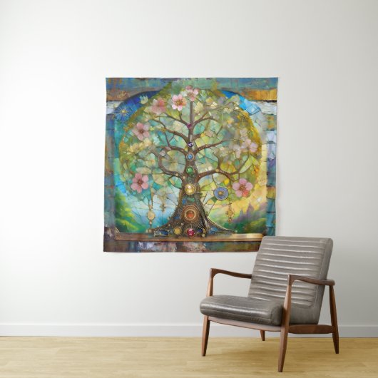 7 Chakra Bloeiende Boom Des Levens Wandkleed (In situ)
