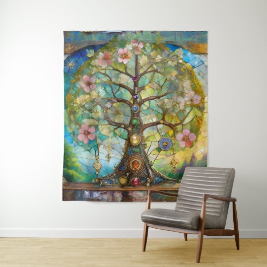 7 Chakra Bloeiende Boom Des Levens Wandkleed (In situ)