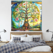 7 Chakra bloeiende levensboom Canvas Afdruk (Insitu (Slaapkamer))