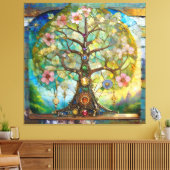 7 Chakra bloeiende levensboom Canvas Afdruk (Insitu (Woonkamer))