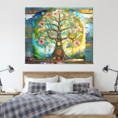 7 Chakra bloeiende levensboom Canvas Afdruk (Insitu (Slaapkamer))