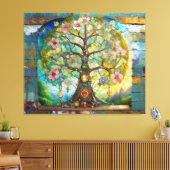 7 Chakra bloeiende levensboom Canvas Afdruk (Insitu (Woonkamer))