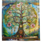 7 Chakra bloeiende levensboom Douchegordijn (Voorkant)