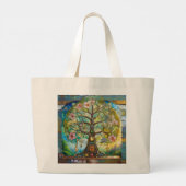 7 Chakra bloeiende levensboom Grote Tote Bag (Achterkant)