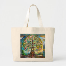 7 Chakra bloeiende levensboom Grote Tote Bag