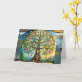 7 Chakra bloeiende levensboom Kaart (Gele Bloem)