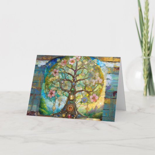 7 Chakra bloeiende levensboom Kaart (Voorkant)