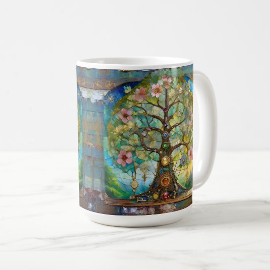 7 Chakra bloeiende levensboom Koffiemok (Voorkant rechts)