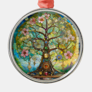 7 Chakra bloeiende levensboom Metalen Ornament