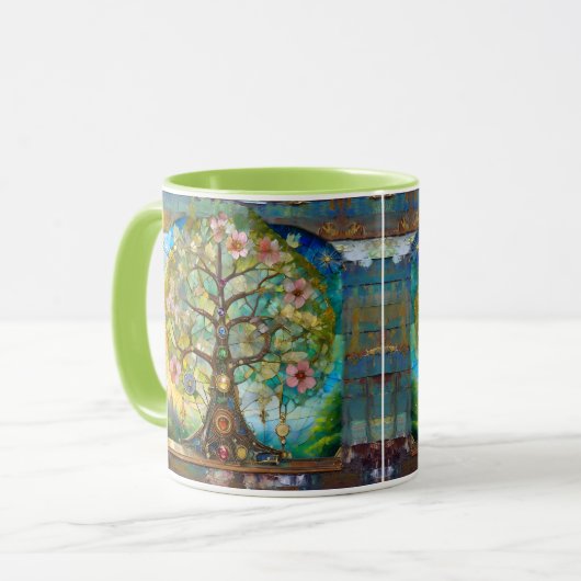 7 Chakra bloeiende levensboom Mok (Voorkant links)