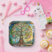 7 Chakra bloeiende levensboom Papieren Bordje (Feest)