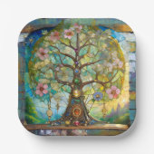 7 Chakra bloeiende levensboom Papieren Bordje (Voorkant)