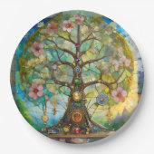 7 Chakra bloeiende levensboom Papieren Bordje (Voorkant)